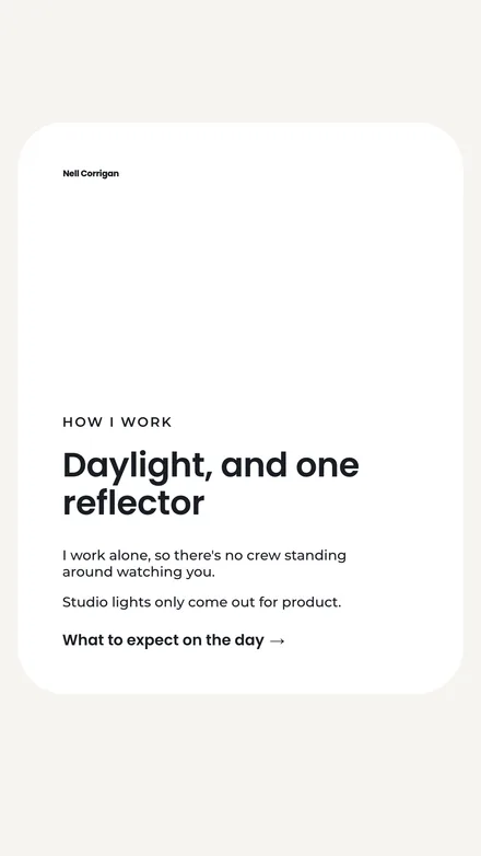 A photographer's post about working with daylight.